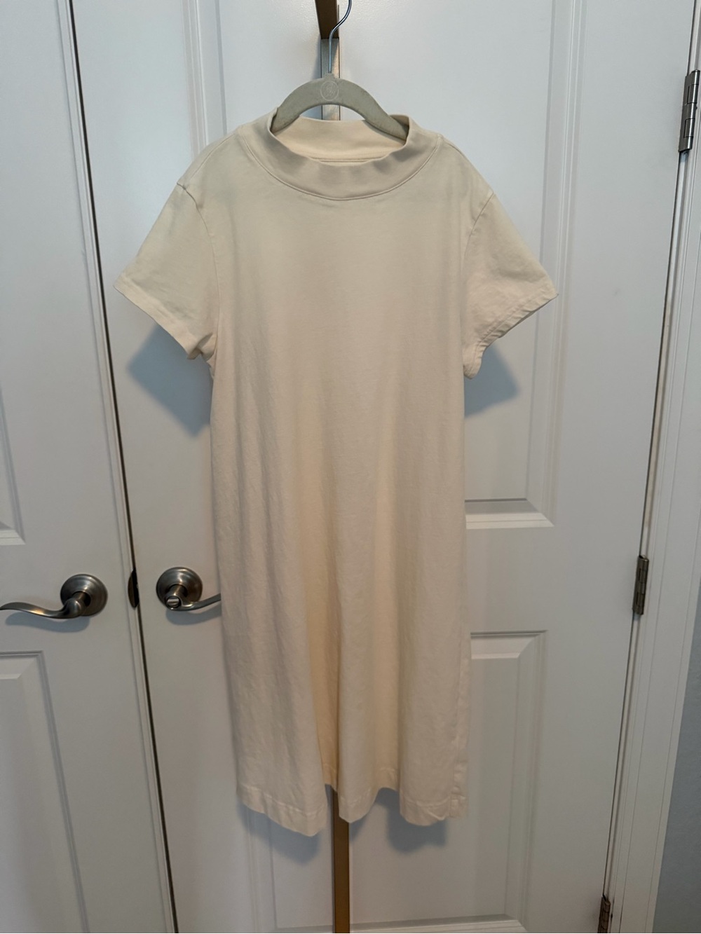 Everlane Cream Short-Sleeve Mini Shift T Shirt Dress